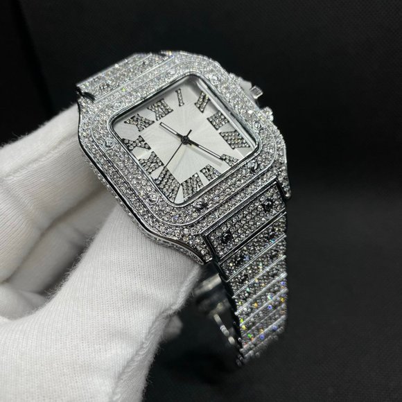 NEW | Luxury Iced Out Square Body White Gold Edition Watch - Picture 5 of 8